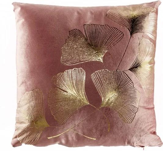 Perna decorativa patrata roz/aurie din catifea 40x40 cm Daisy Invicta Interior