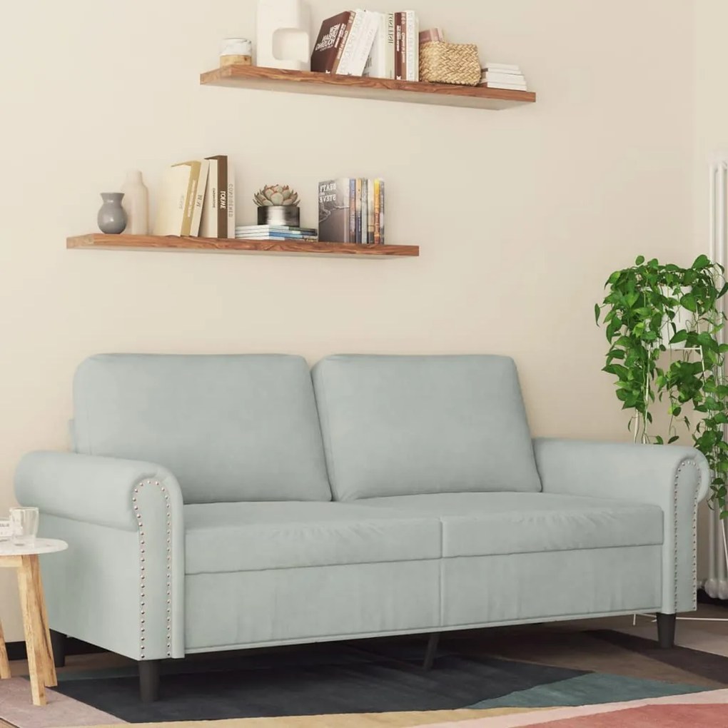 vidaXL Canapea cu 2 locuri, gri deschis, 140 cm, catifea