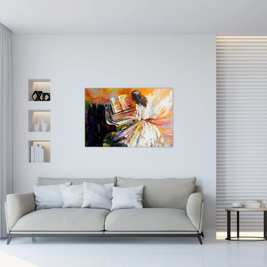 Tablou - Femeia cântând la pian (90x60 cm)