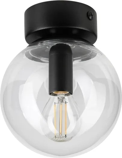 Plafonieră ELIAS 1xE14/5W/230V Ø 13 cm neagră/transparentă