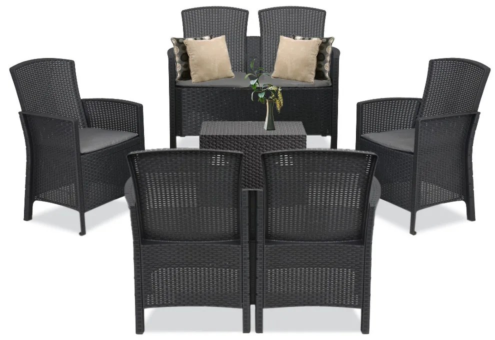 Set de mobilier de grădină Lima II cu 6 locuri, grafit