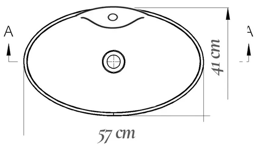 Lavoar pe blat alb lucios 57 cm, oval, orificiu baterie, Fluminia Tamisa