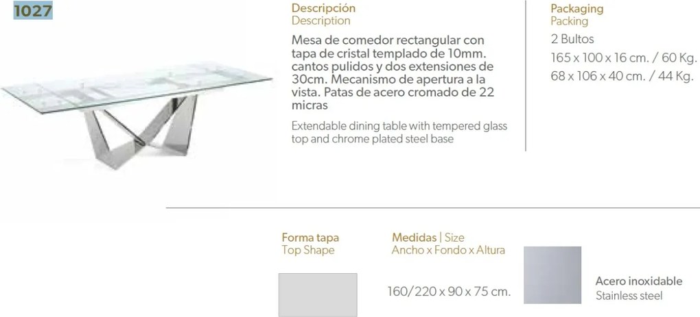 Masa dining extensibila design ultra-modern Sonia, 160-220x90cm AC-CT2302