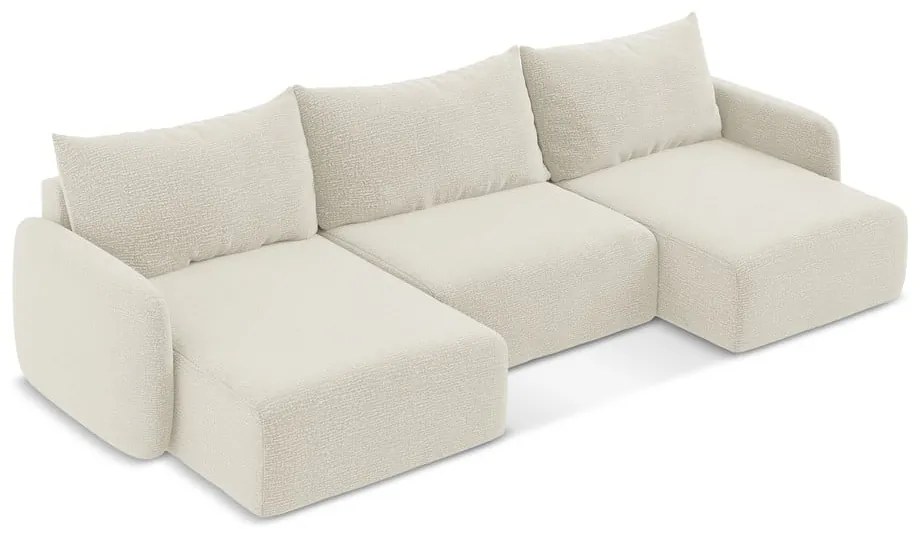 Colțar crem extensibil/cu spațiu de depozitare Kalena – Makamii