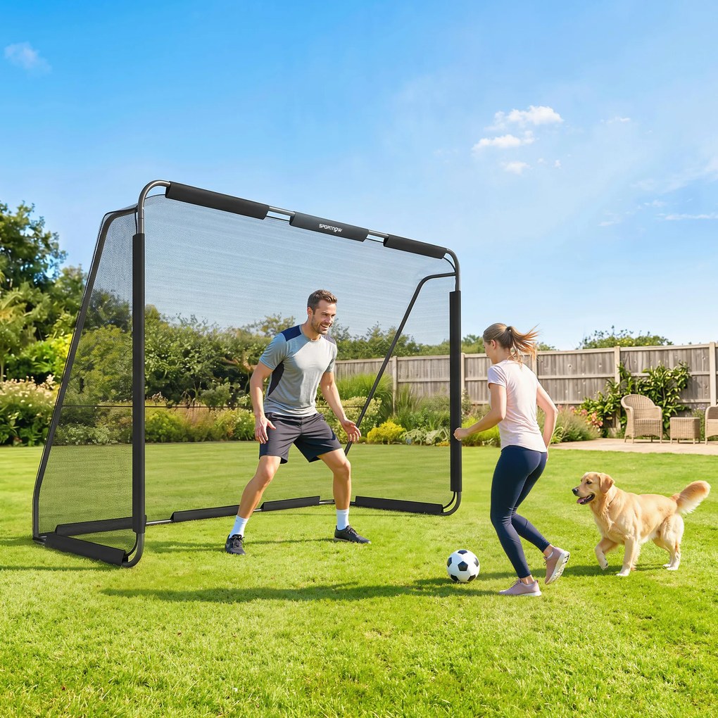 SPORTNOW Poartă de Fotbal 3x2 m, cu Plasă Rezistentă și Cadru Metalic Stabil, Negru | Aosom Romania