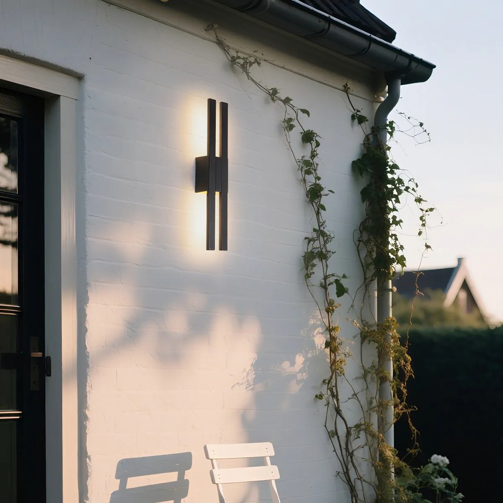 Aplică de perete exterioară modernă neagră cu LED 2 lumini IP54 - Jamal