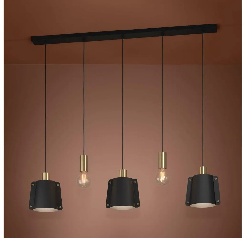 Lustră pe cablu Eglo 390115 MAJAGUA 5xE27/40W/230V negru/auriu