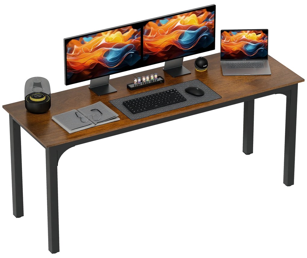 HOMCOM Masa de birou, masa de calculator, design rustic, spațiu generos, placaj, maro | Aosom Romania