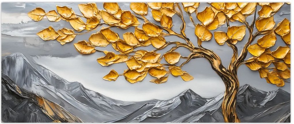 Tablou – Arbore cu frunze aurii (120x50 cm)
