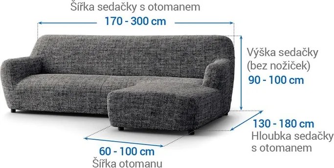 Gaico Huse bielastice VITTORIA gri canapea cu otoman dreapta (l. 170 - 300 cm)