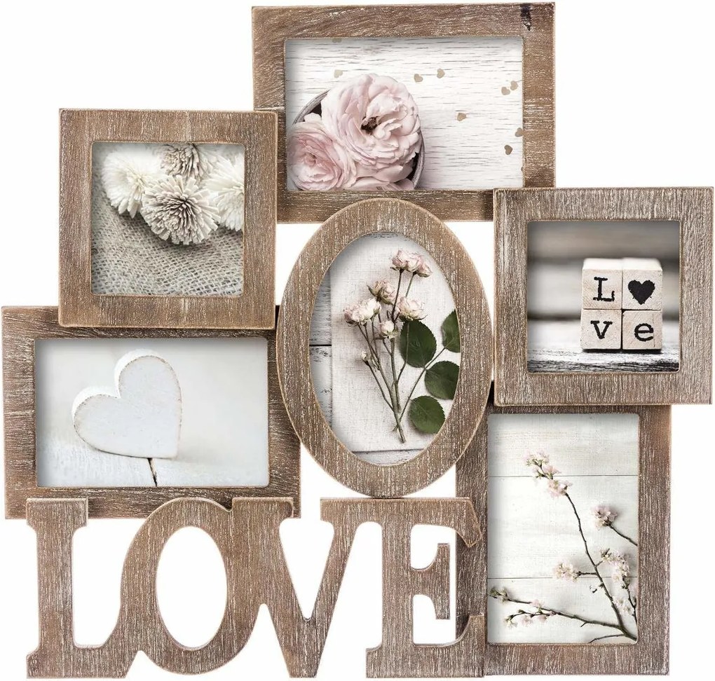 Rama foto LOVE cu spațiu pentru 6 fotografii