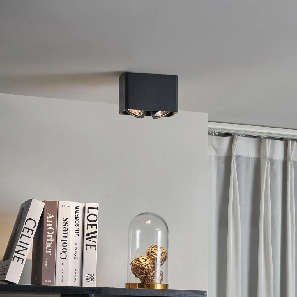 Spot de design negru, montat la suprafață, GU10 70mm, cu 2 lumini, rotativ și înclinabil - Vox