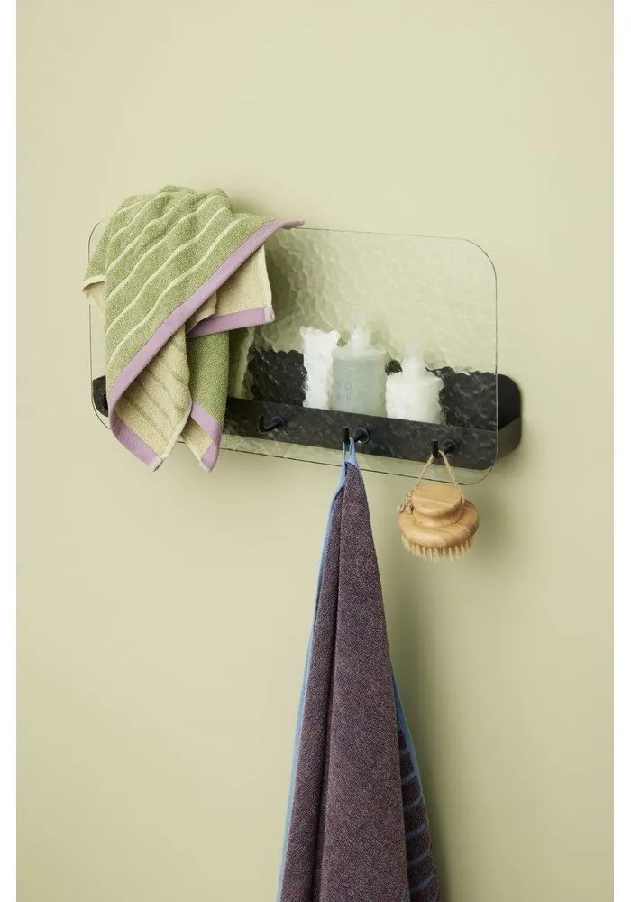 Cuier de perete metalic negru cu raft Shack - Hübsch