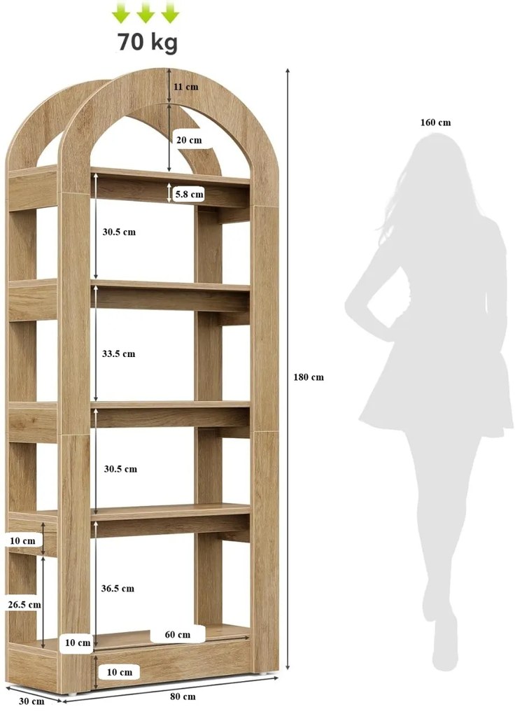 RAM1- Rafturi, biblioteca, depozitare carti 80 cm, living, birou, camera copii - Maro