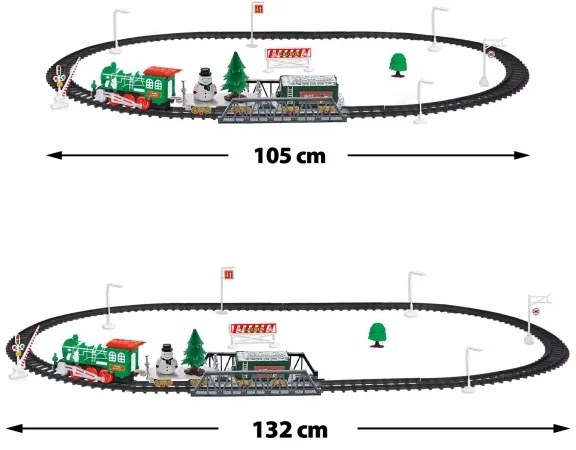 Tren de Crăciun cu LED, alimentare 2x AA, lumină albă caldă