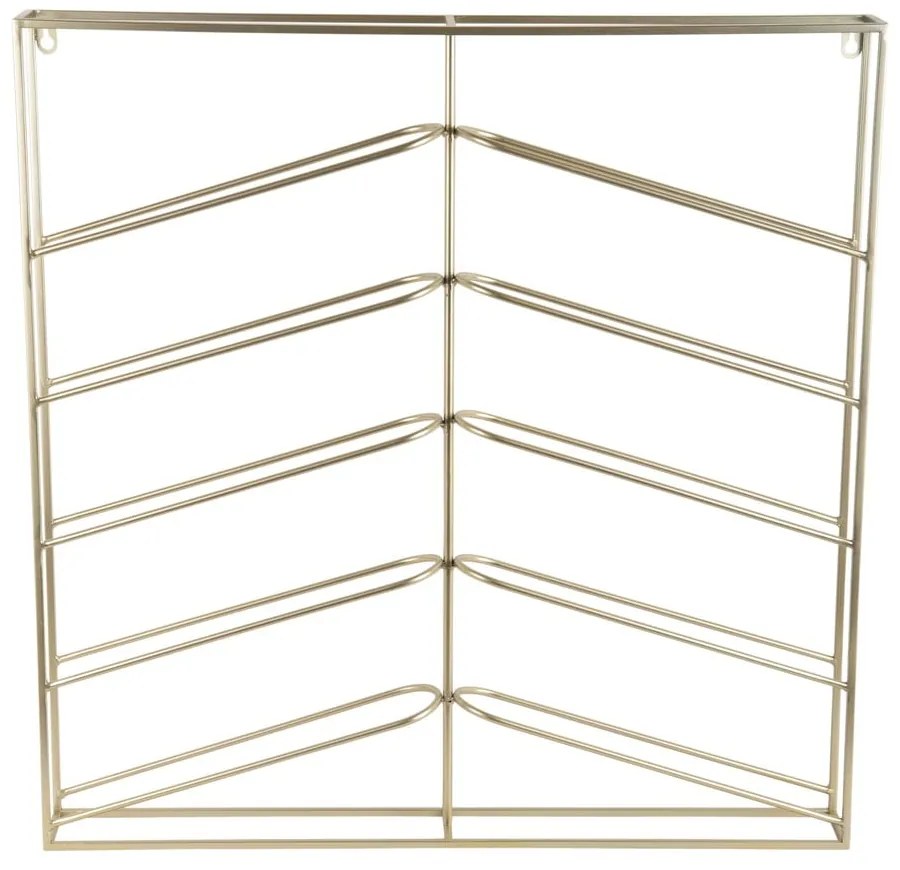 Raft pentru sticle de vin auriu pentru perete din metal număr de sticle 10 67x66x7,5 cm Cuadro – PT LIVING