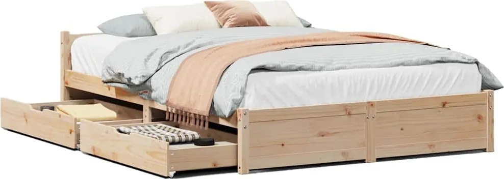 vidaXL Cadru de pat fără saltea, 140x200 cm, lemn masiv pin
