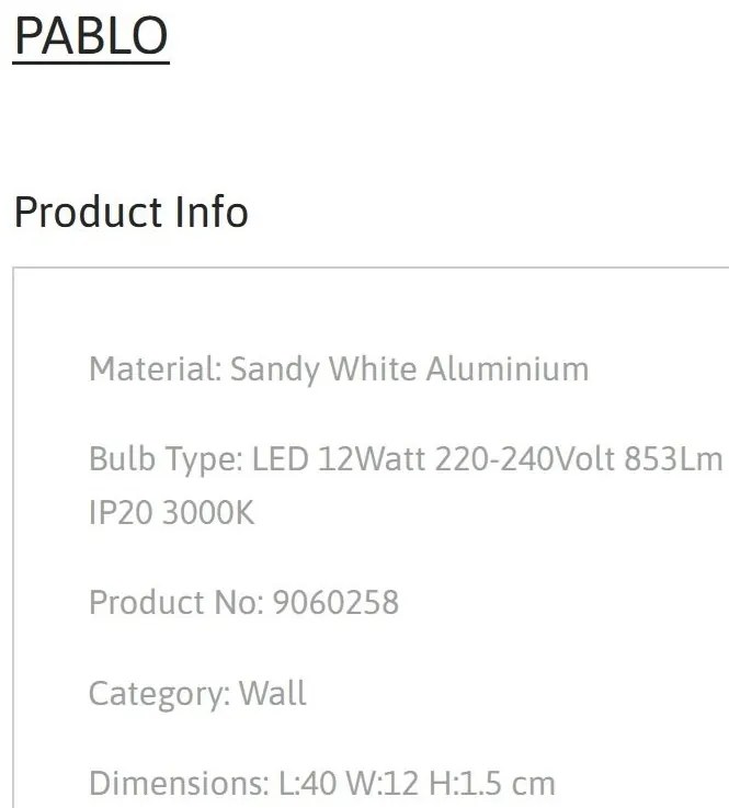 Aplica LED stil ambiental PABLO alba L-40cm, NVL-9060258