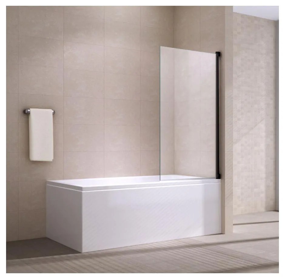 Evora Negru 6mm, 80x140 paravană pentru căzi