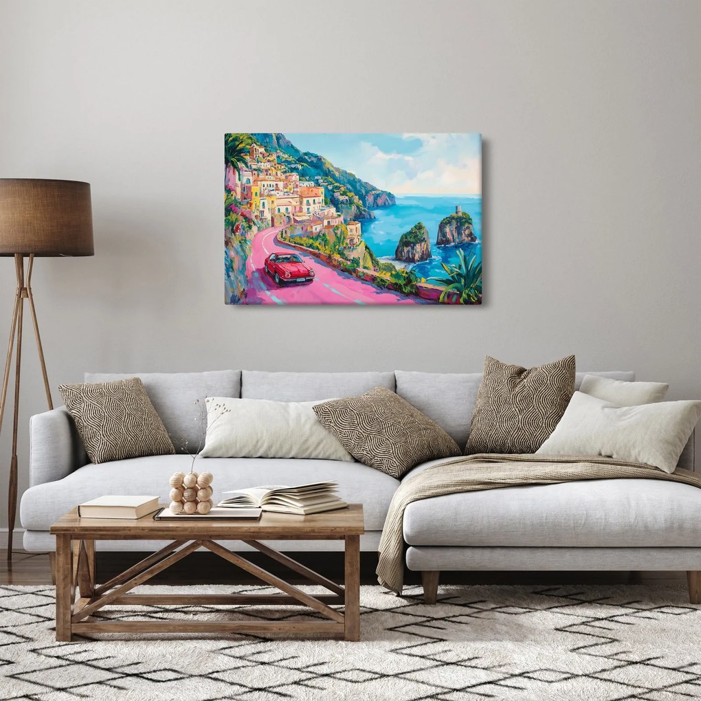 Tablou - Drum roz pe coastă (90x60 cm)