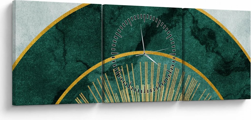 Tablou - Forme cu texturi aurii (cu ceas) (90x30 cm)