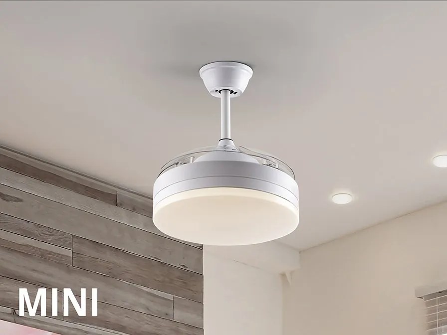 Lustra LED cu Ventilator si telecomanda, lame retractabile Mini Vento alb