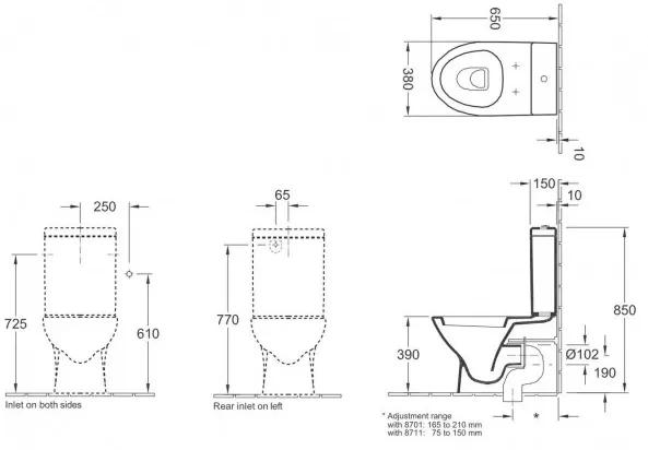 Vas WC, Villeroy&amp;Boch Tube, pentru rezervor asezat, 38x65cm, 56361001