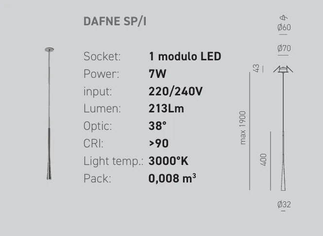 Lustra suspendata, Pendul LED slim incastrabil DAFNE alb, negru sau auriu