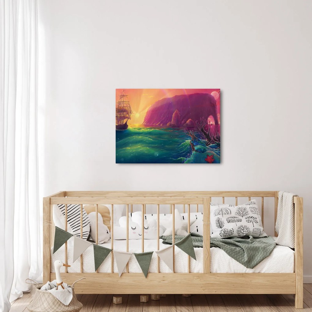 Tablou - Pictură în ulei, călătorie într-un țărăm fantastic (70x50 cm)