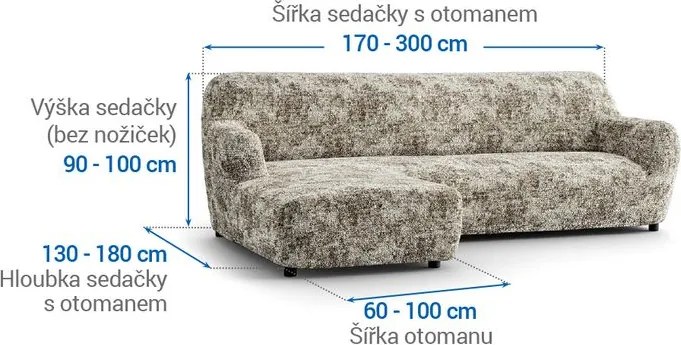 Gaico Huse bielastice MARMO bej canapea cu otoman stânga (l. 170 - 300 cm)