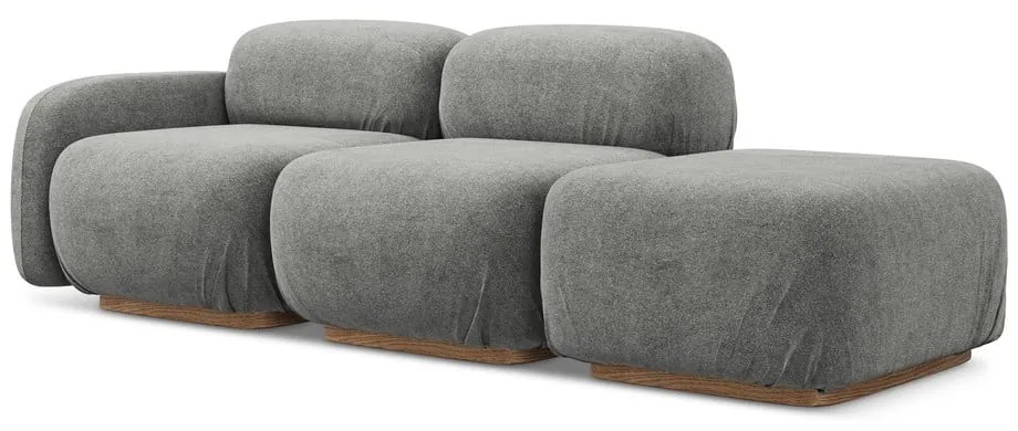 Șezlong modular gri cu tapițerie din țesătură bouclé (cu colț pe partea dreaptă) Ailani – Makamii