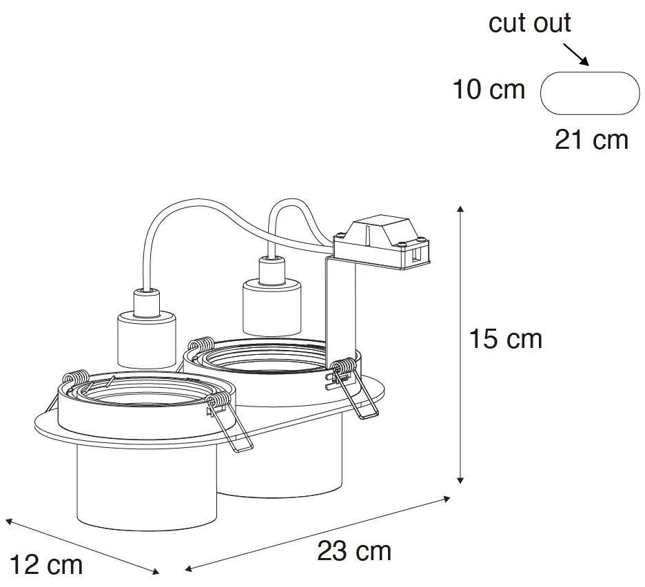 Spot îngropat rotunjit, metal gri-antracit, GU10, 70 mm, inclinabil, 2 lumini - Installa
