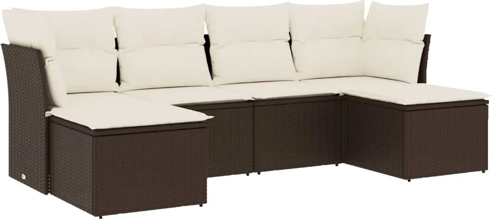 vidaXL Set canapele de grădină cu perne, 6 piese, maro, poliratan