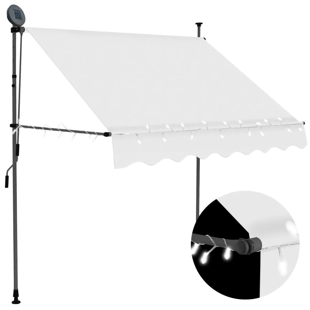 Copertina retractabila manual cu LED, crem, 100 cm Crem, 100 cm