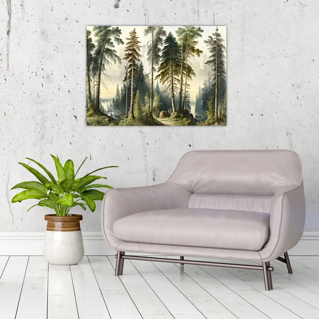 Tablou - Peisaj de epocă de păduri (70x50 cm)