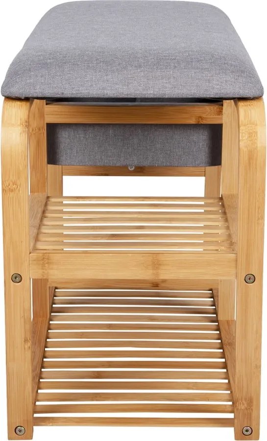 Pantofar cu loc de șezut din bambus Leitmotiv Bench, lățime 70 cm, gri deschis