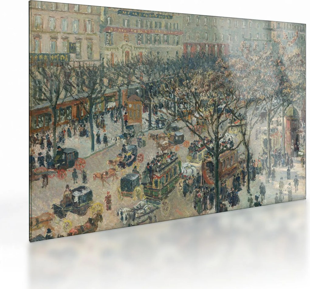 Tablou pe sticlă - Camille Pissarro, Boulevard des Italiens, Morning, Sunlight, reproducere (70x50 cm)