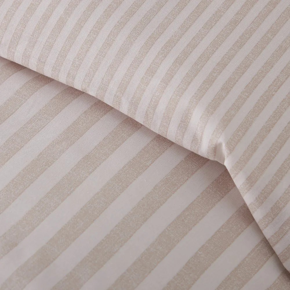 Lenjerie de pat bej pentru pat de o persoană 135x200 cm Epping Textured Stripe – Catherine Lansfield