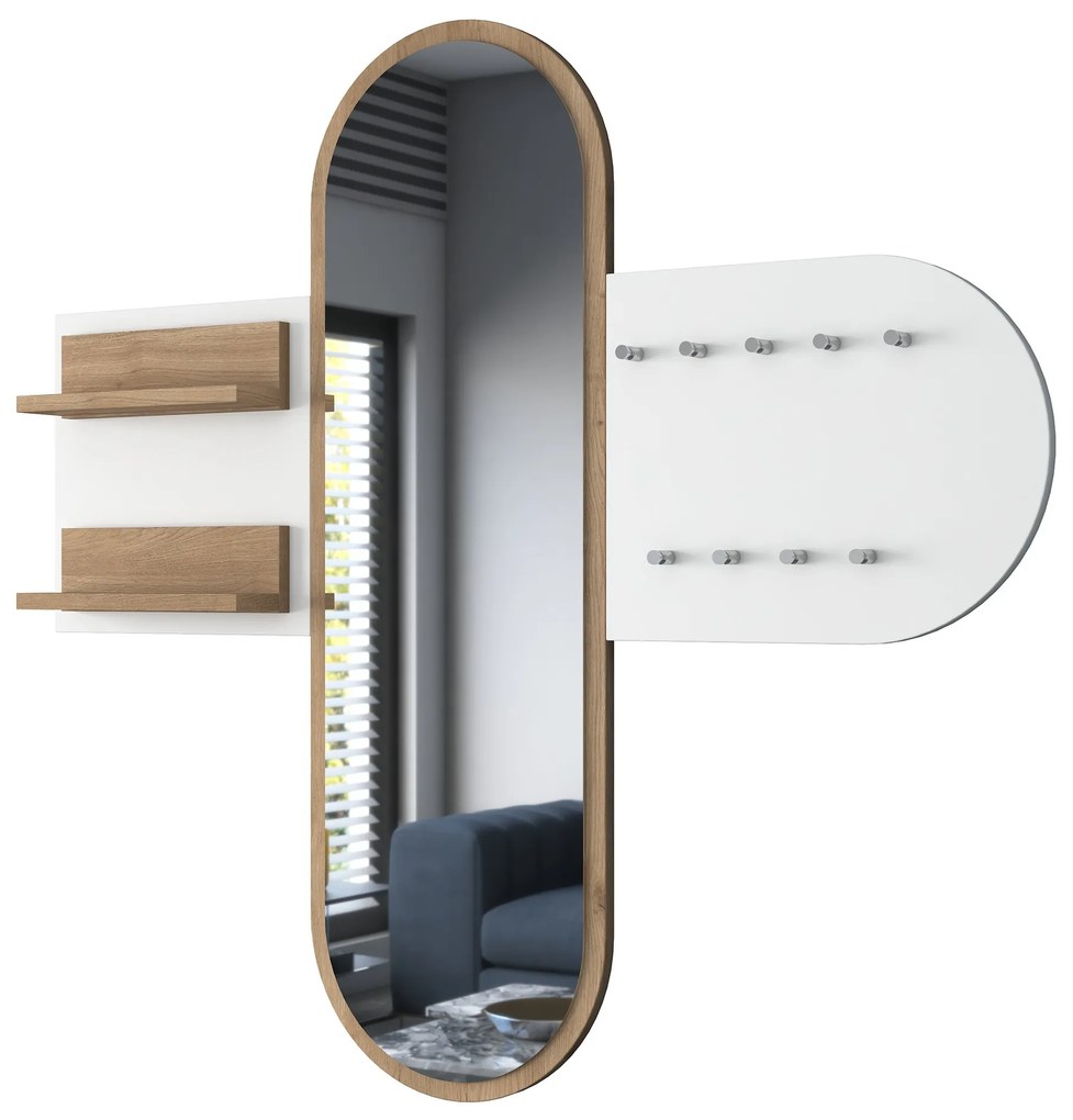 Mobilier hol Pixie 3 (alb + nuc) (cu oglindă). 1073322
