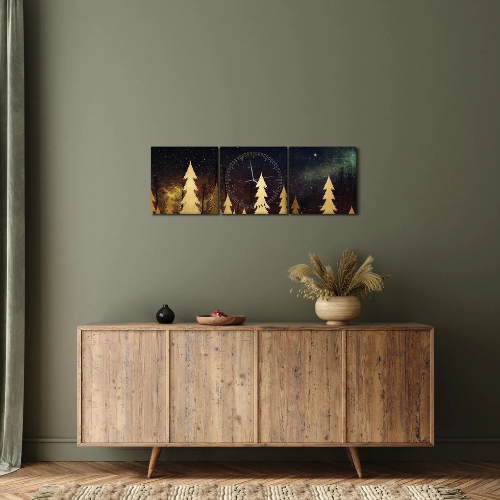 Tablou - Noapte de aur (cu ceas) (90x30 cm)