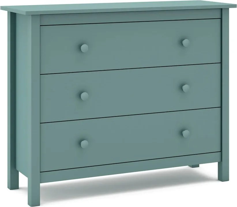 Comodă pentru copii în culoarea petrolului joasă din lemn de pin 100x80 cm Max – Marckeric