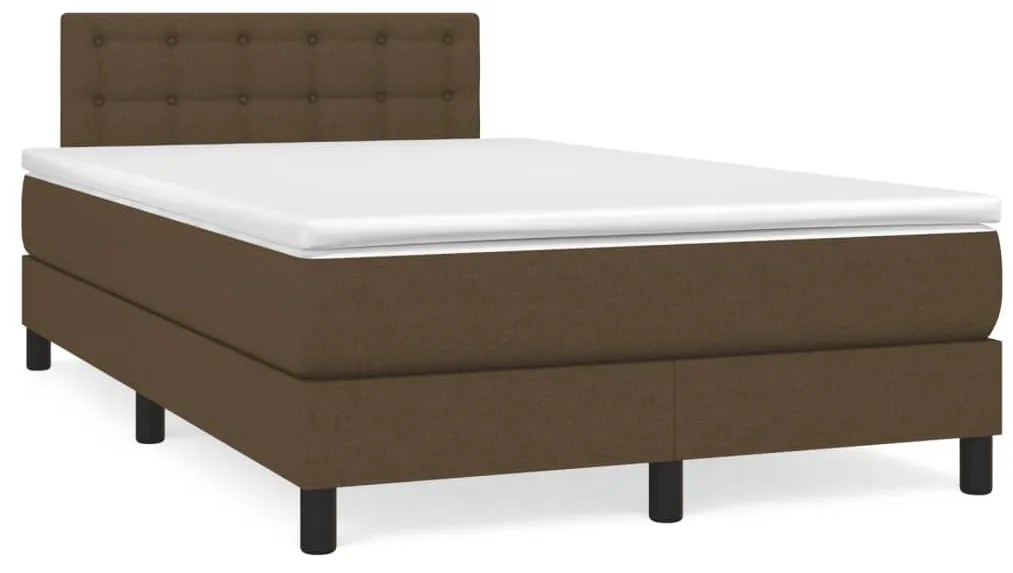 vidaXL Pat box spring cu saltea, maro închis, 120x190 cm, textil