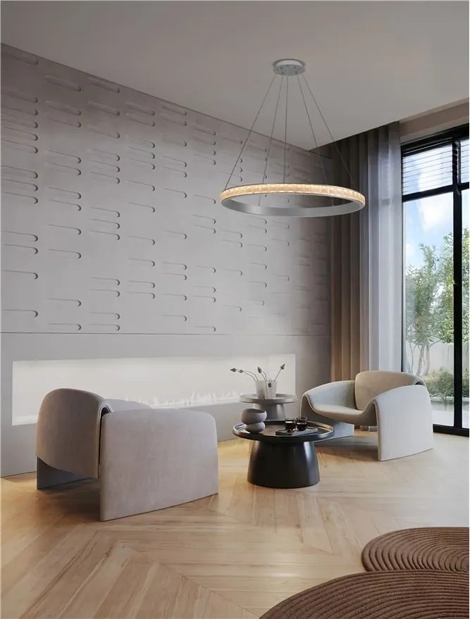 Lustra LED design circular, Otel, Argintiu, Cristal K9, ETEKEN NVL-9501216