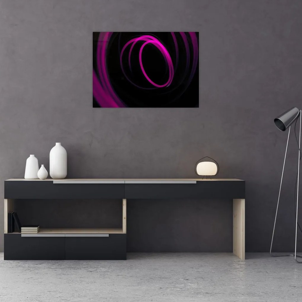 Tablou pe sticlă - linii violete (70x50 cm)