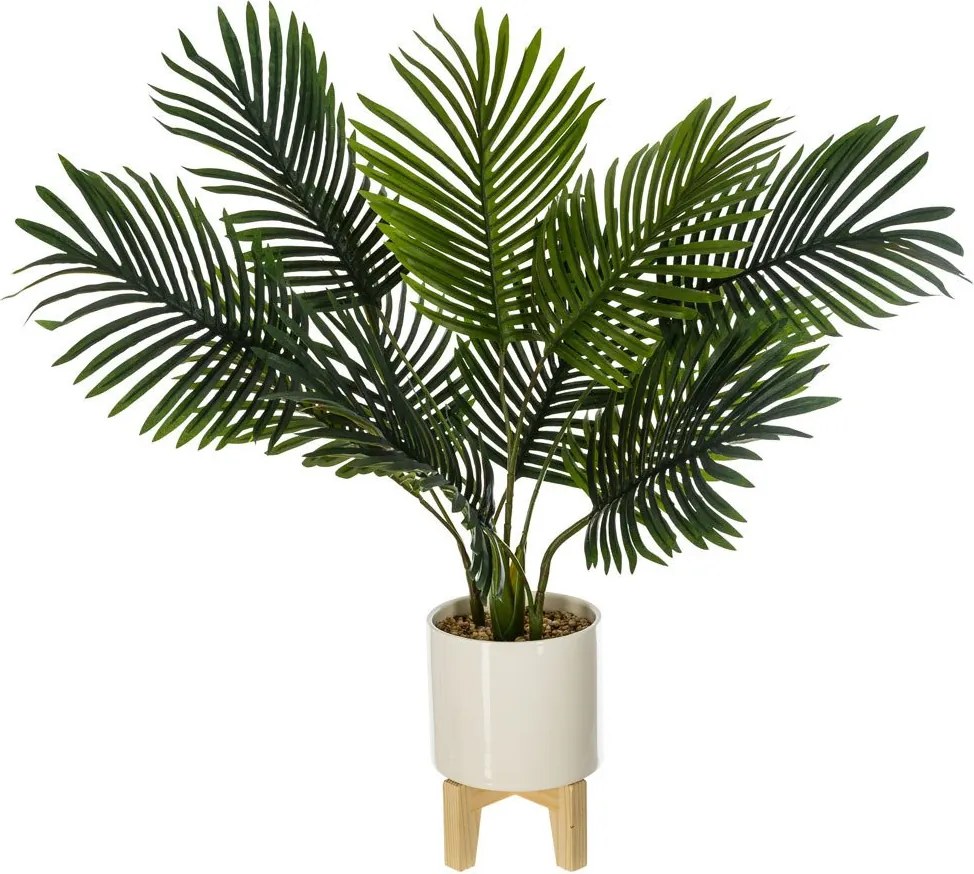 Palmier artificial în ghiveci alb pe suport, 72 cm.