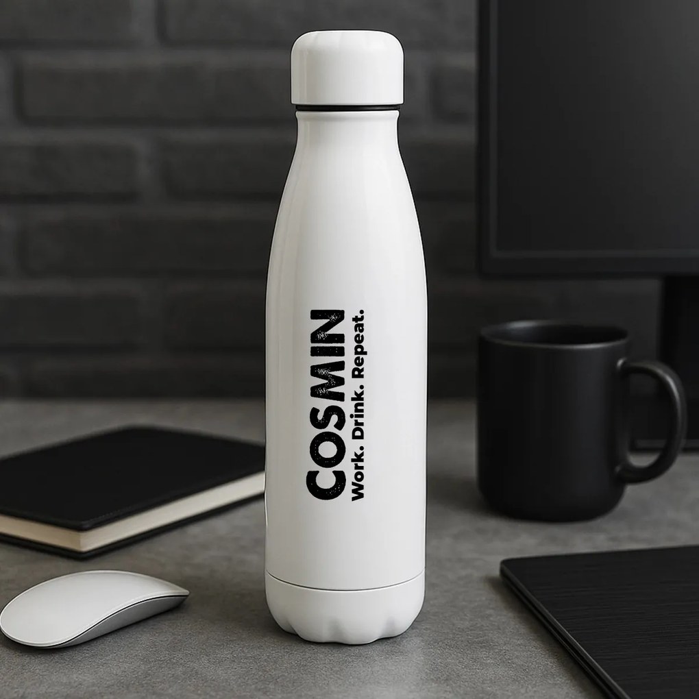 Sticla de apa personalizata cu nume si mesaj, metalica, 700ml