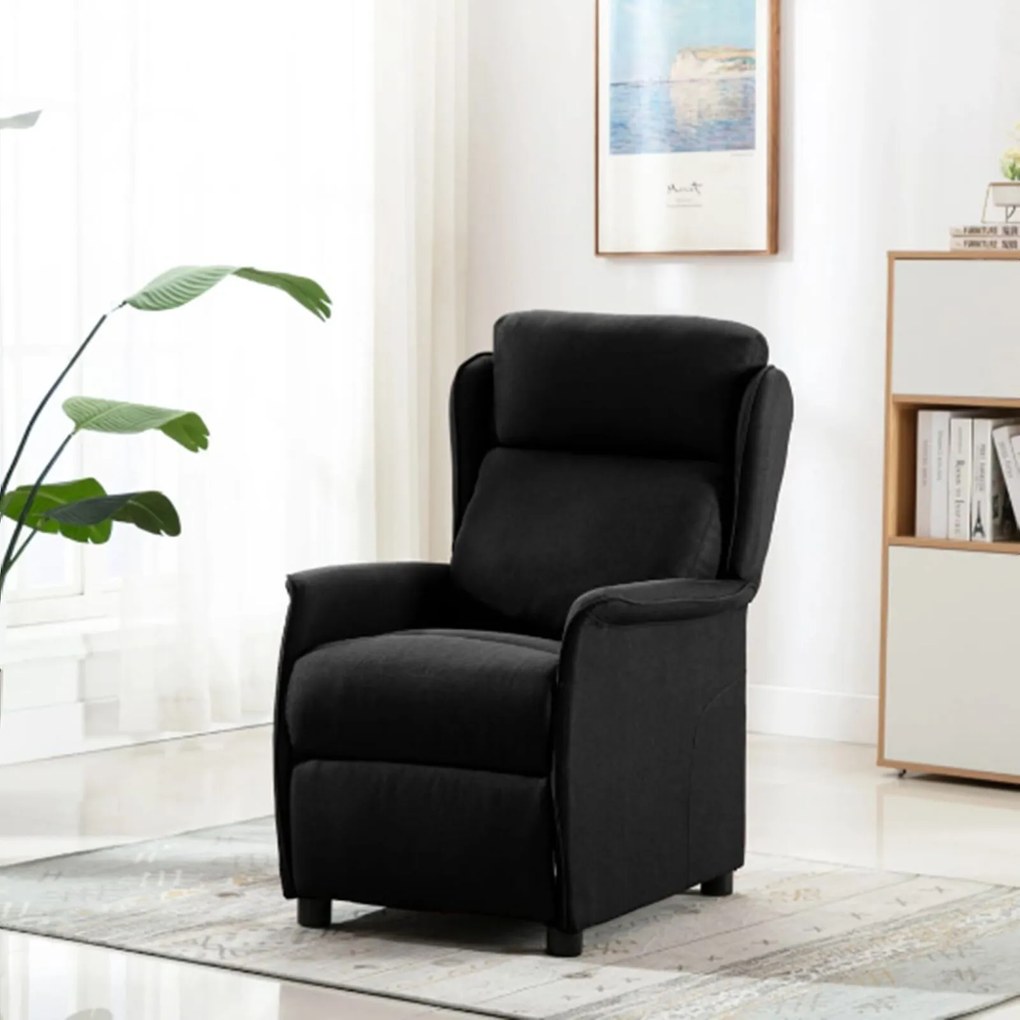 vidaXL Scaun recliner din fibră neagră
