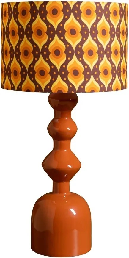 Lampa de masa portocalie din metal , cu abajur din bumbac , "Groovy"