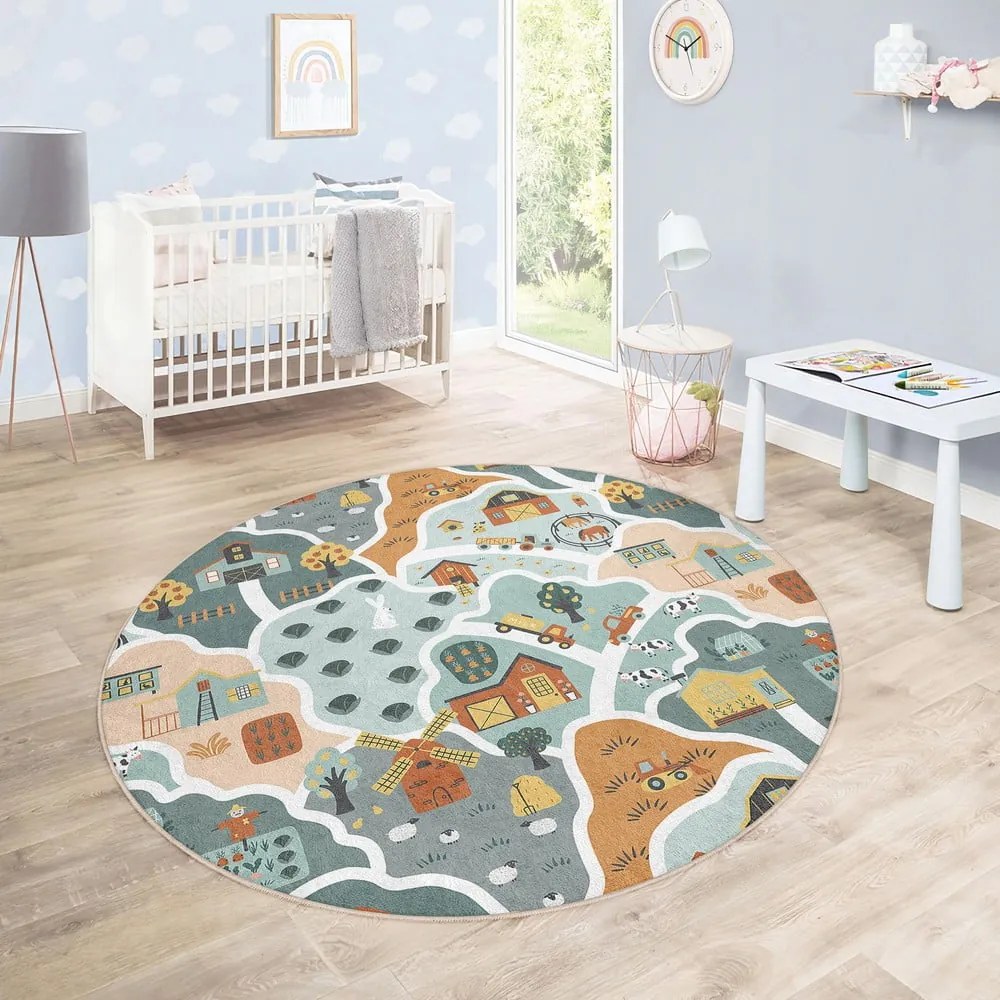Covor de joacă pentru copii lavabil ø150 cm Farmer's Life – Mila Home