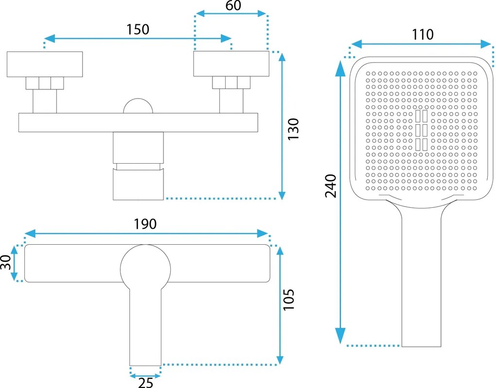Baterie de duș REA ARGUS Brush Copper